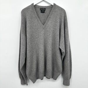Vintage 80s Neiman Marcus Mens XXL 100% Pure‎ Cashmere Made in Scotland V Neck